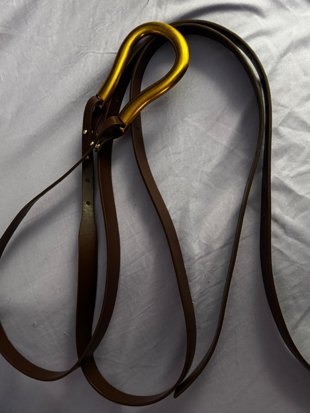 NEW Designer Inspired Brown & Black Double Strap Belts w/ Gold Accents - Picture 5 of 9